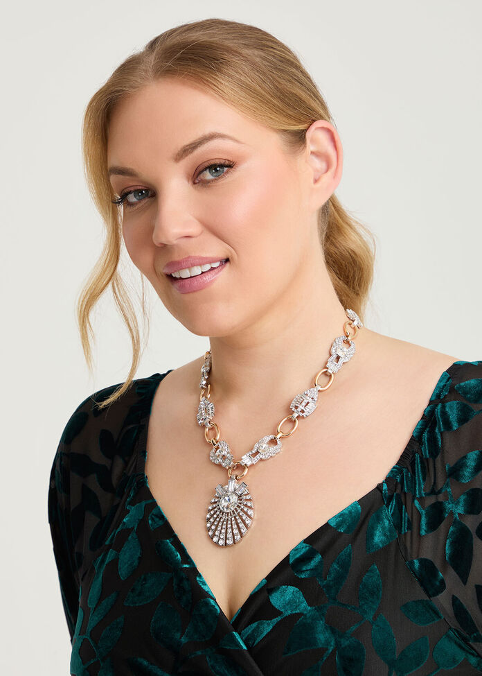 Elaborate Diamante Necklace, , hi-res