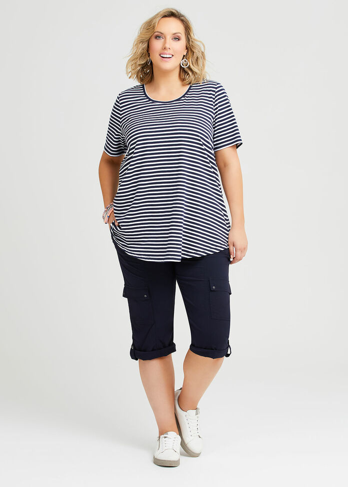 Organic Stripe Swing Basic Tee, , hi-res