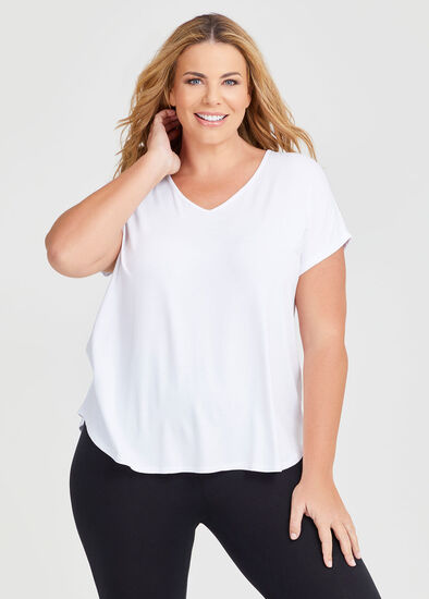 Plus Size Natural Everyday V-neck T-Shirt