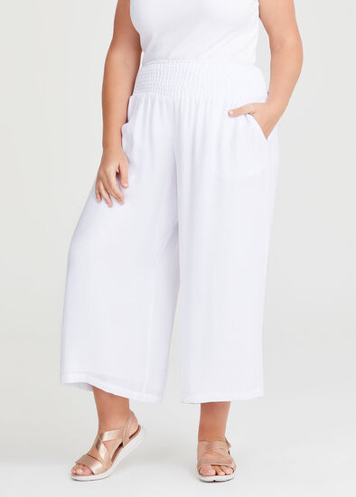 Plus Size Shirred Waist Wide Leg Pant