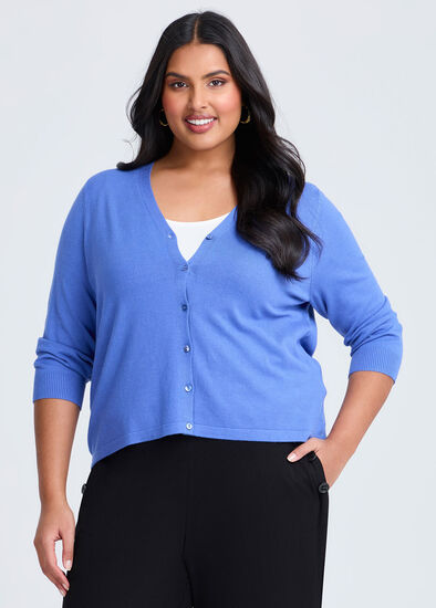 Plus Size Ivy V-neck Natural Knit Cardigan