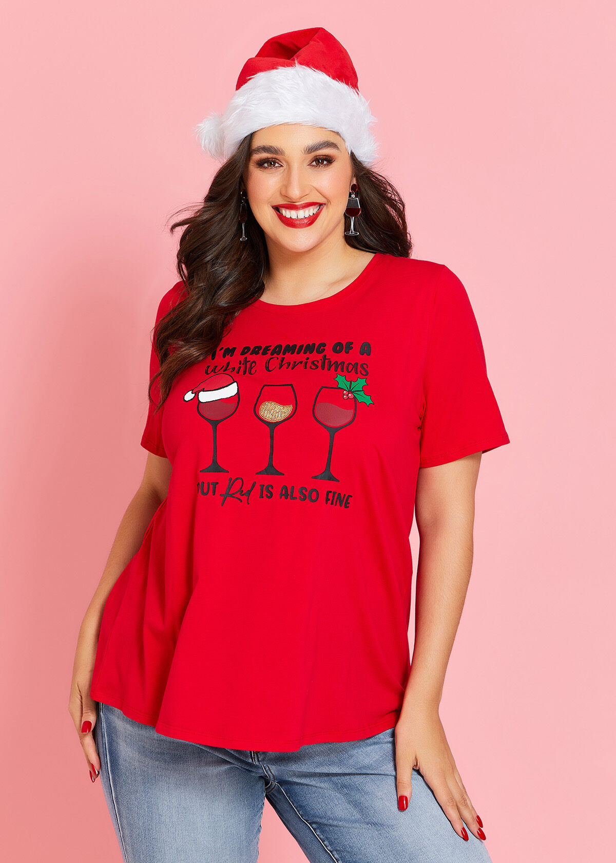 Cotton Christmas Wine T shirt