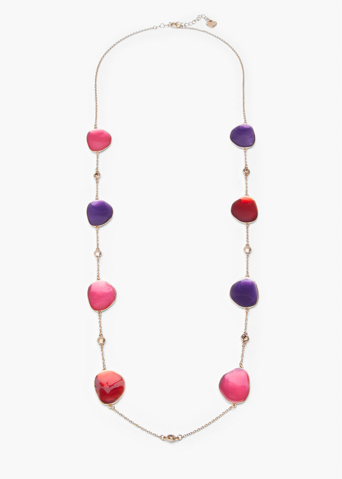 Enamel Stationed Necklace, , hi-res