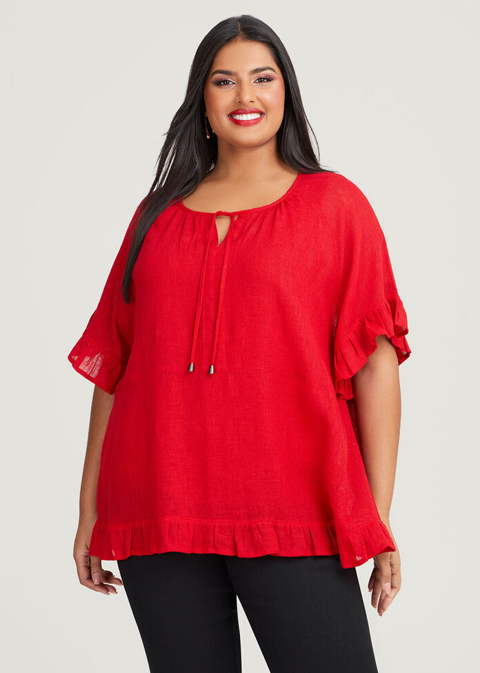 Shop Plus Size Linen Blend San Marino Top in Red | Sizes 12-30 | Taking ...
