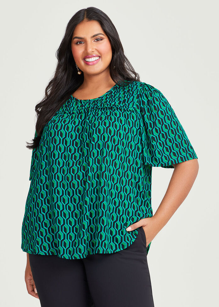 Shop Plus Size Natural Seeing Green Geo Top in Multi | Taking Shape AU