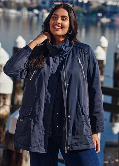 Plus Size Relaxed Metal Trim Detail Jacket
