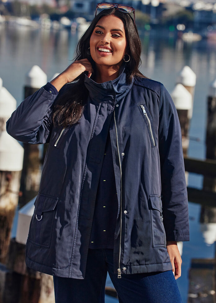 Relaxed Metal Trim Detail Jacket, , hi-res