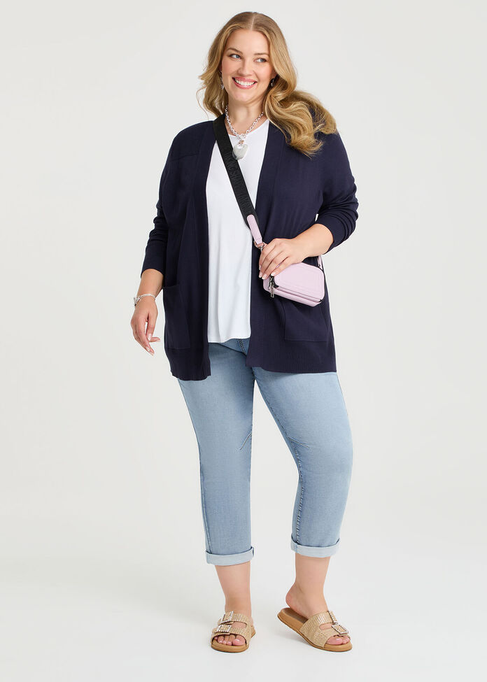 Natural Rib Detail Long Cardigan, , hi-res
