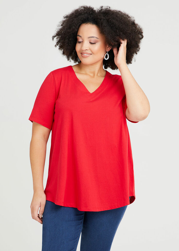 Organic V-neck Swing Basic Tee, , hi-res