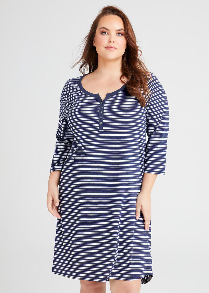 Shop Plus Size Cotton Blend Stripes Nightie in Stripes | Sizes 12-30 ...