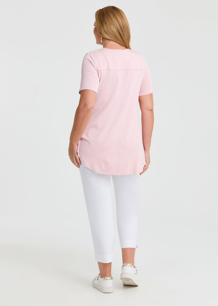 Shop Plus Size Bamboo Base V Neck Short Sleeve Top, Pink | Taking Shape AU