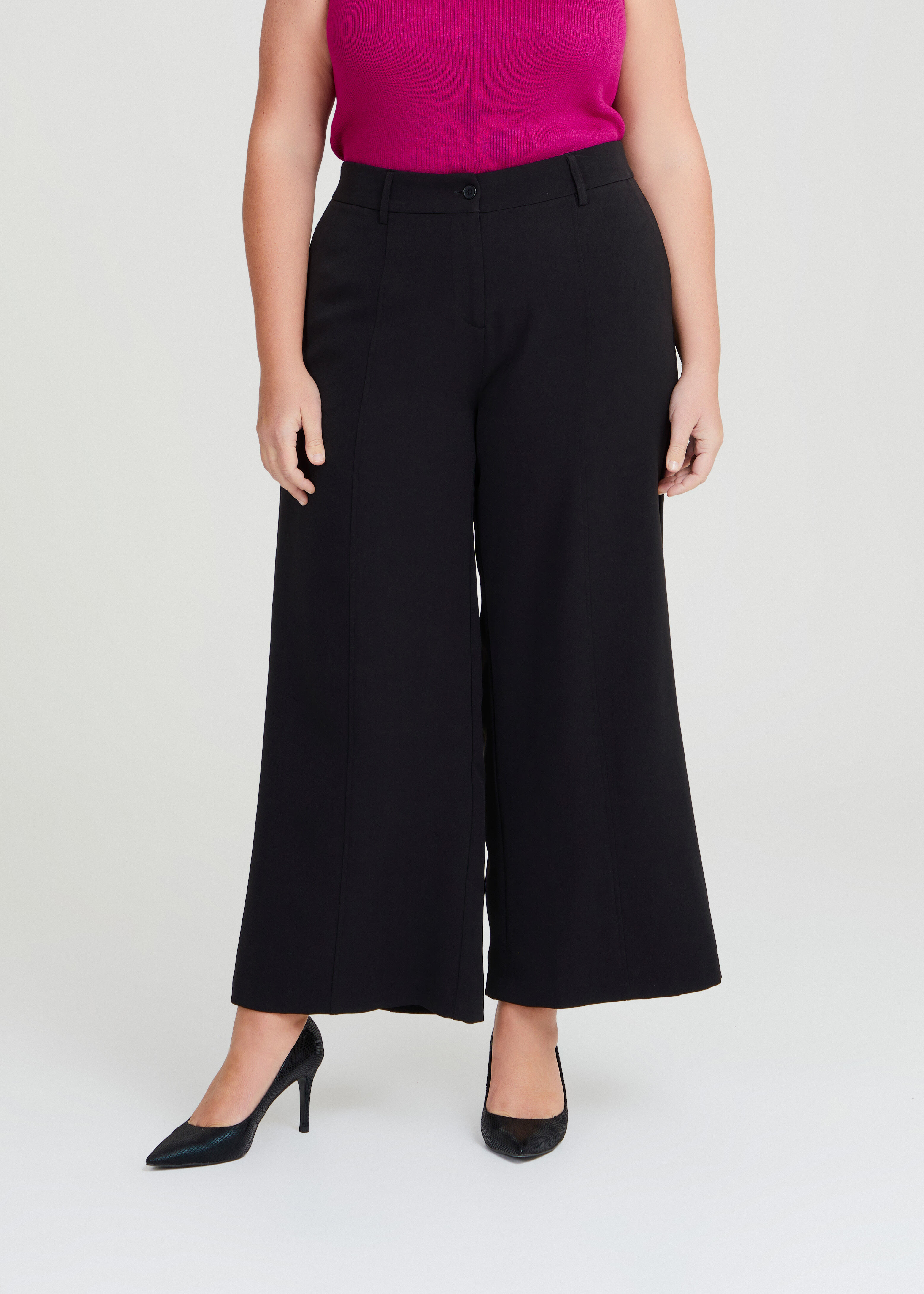 Shop Plus Size Pin Tuck Trousers in Black | Sizes 12-30 | Taking