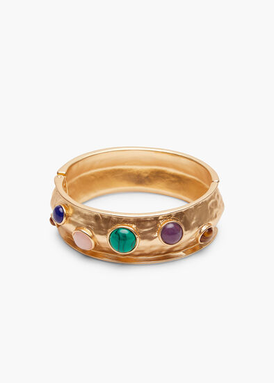 Plus Size Natural Gems Hinged Bracelet