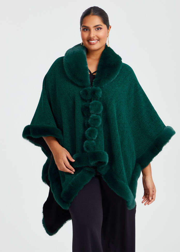 Fur Trim Evening Cape, , hi-res