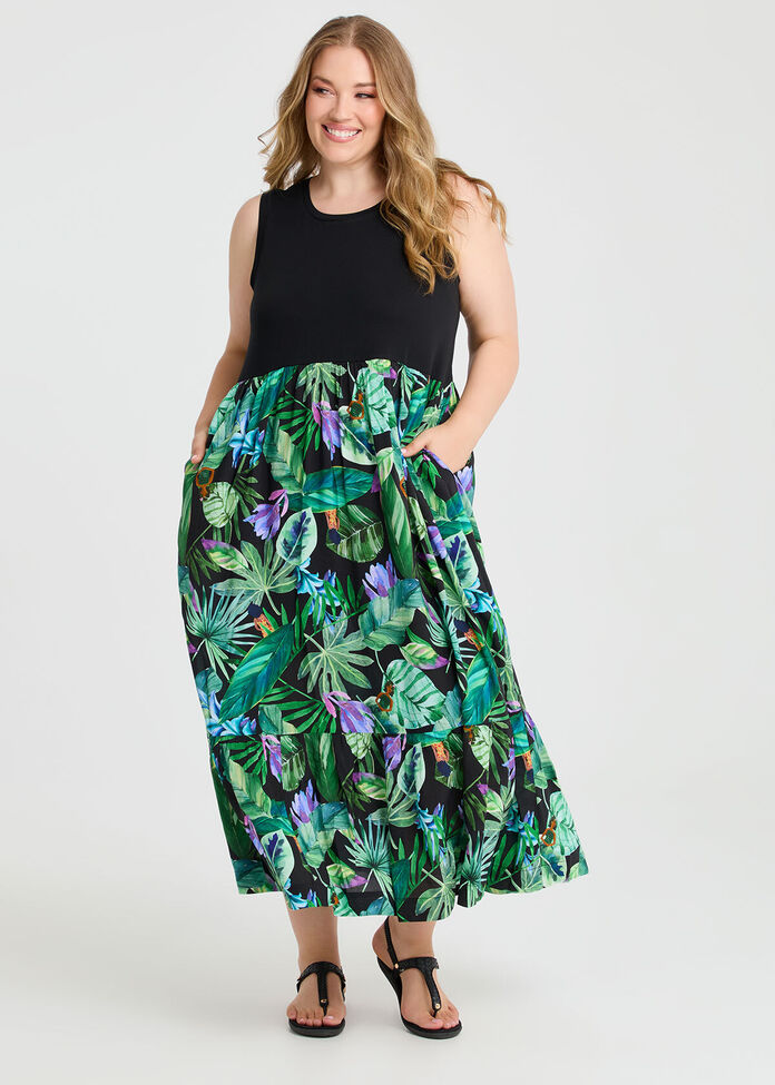 Natural Mix Jungle Maxi Dress, , hi-res