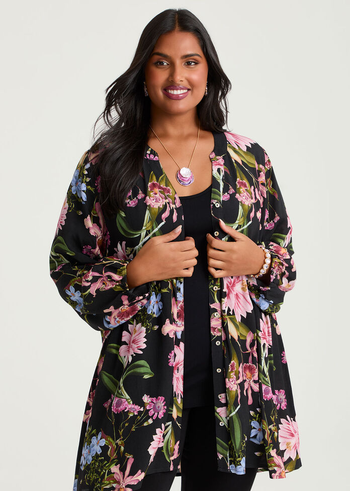 Natural Botanical Floral Tunic, , hi-res