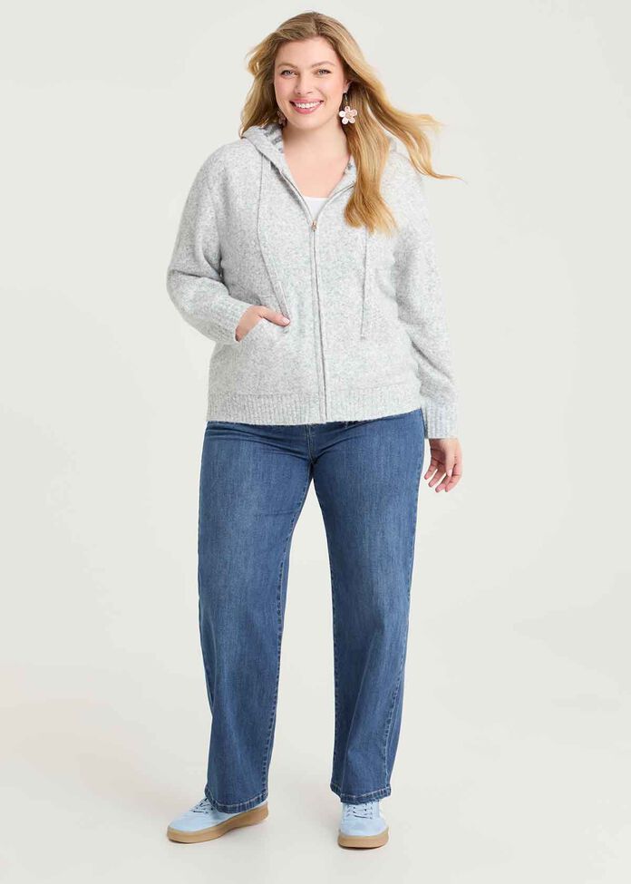 Zip Through Hooded Cardigan, , hi-res