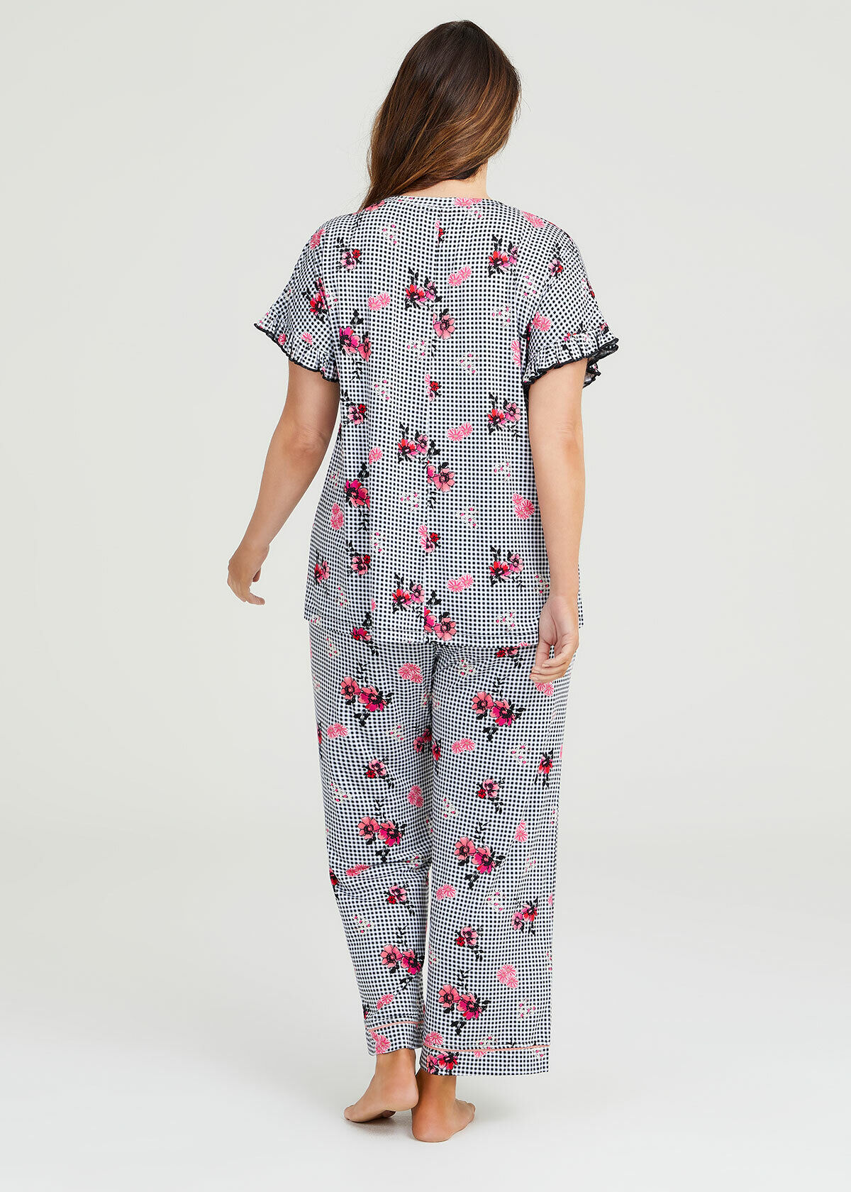 Bamboo Gingham Floral Pyjama Top