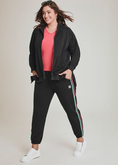 Plus Size Cotton Blend Zip Through Hoodie