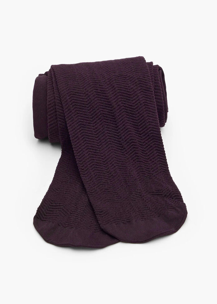 Opaque Chevron Textured Tights, , hi-res