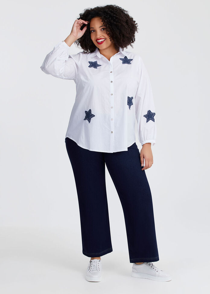 Cotton Star Applique Shirt, , hi-res