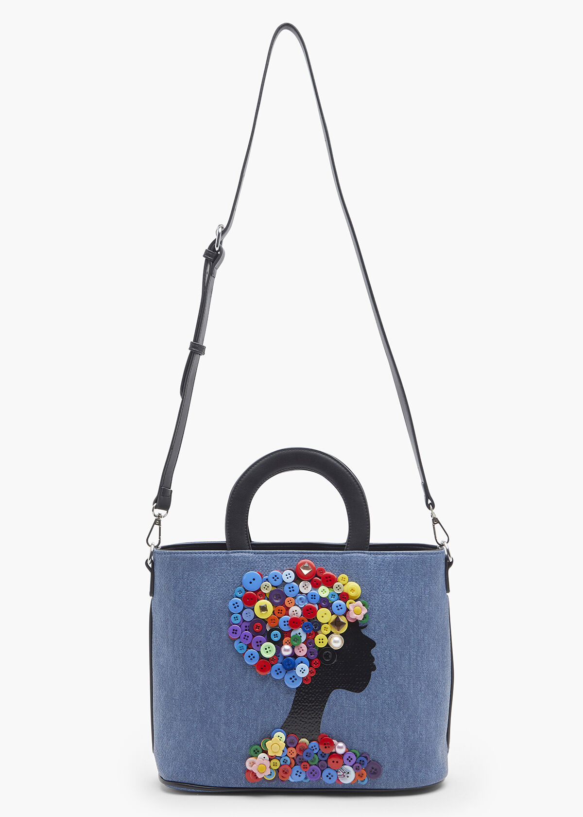Grey floral embroidered tote bag outlet