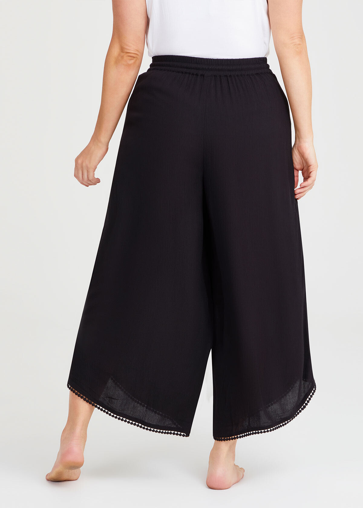 Shop Plus Size Natural Tulip Shape Beach Pant in Black Taking Shape AU