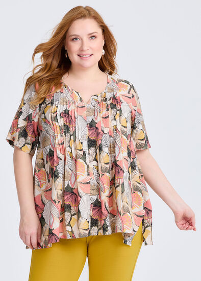 Plus Size Polly Pintuck Natural Top