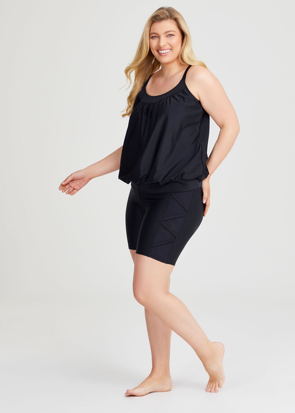 Shop Plus Size Essential Blouson Tankini in Black Sizes 12 30 Taking Shape LV