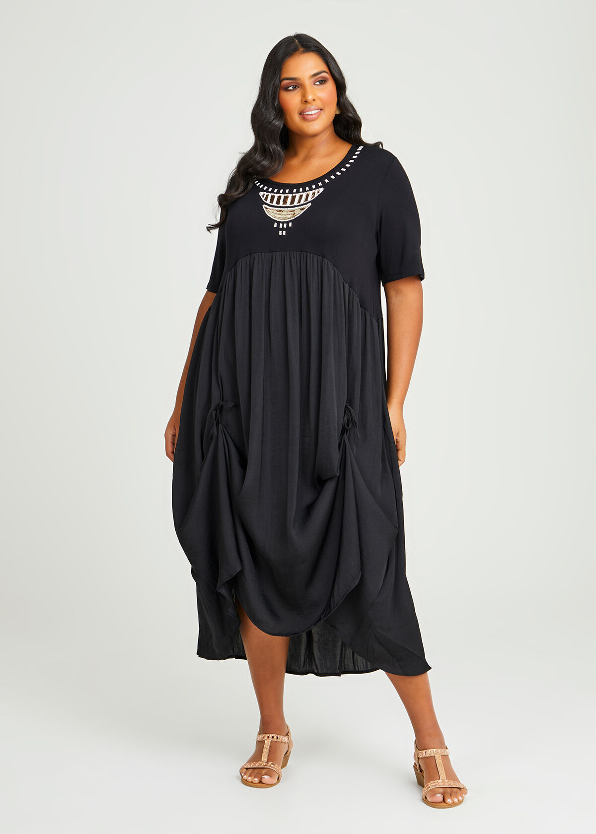 Shop Plus Size Bamboo Luxe Maxi Tie Dress in Black Taking Shape AU