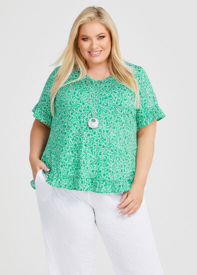 Plus Size Salsa V-neck Ruffle Hem Top