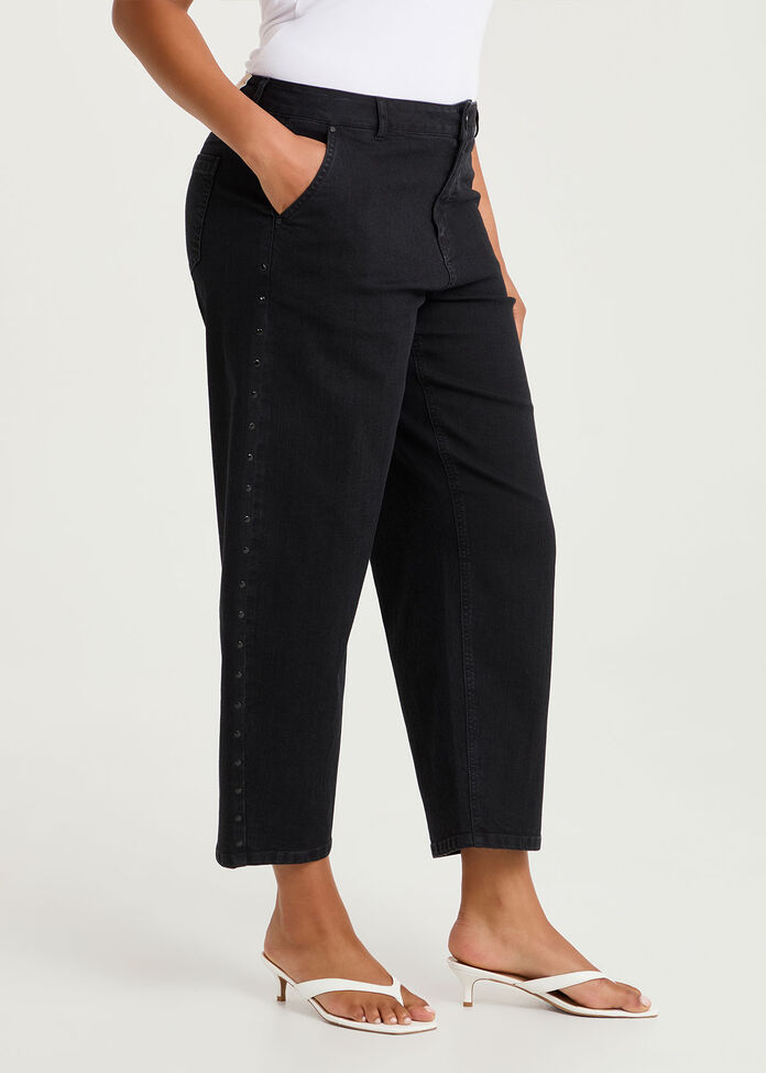 Studded Barrel Leg Jean, , hi-res