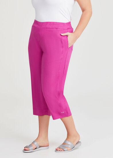 Plus Size Stretch Linen Juls Crop Pant