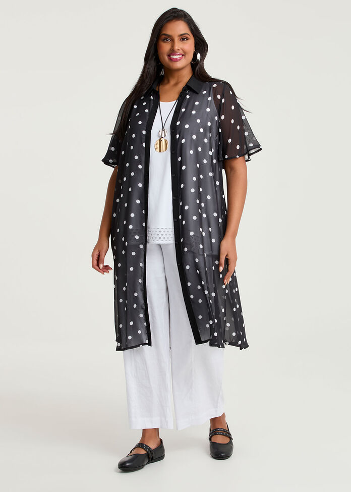 Chiffon Enya Polka Dot Duster, , hi-res