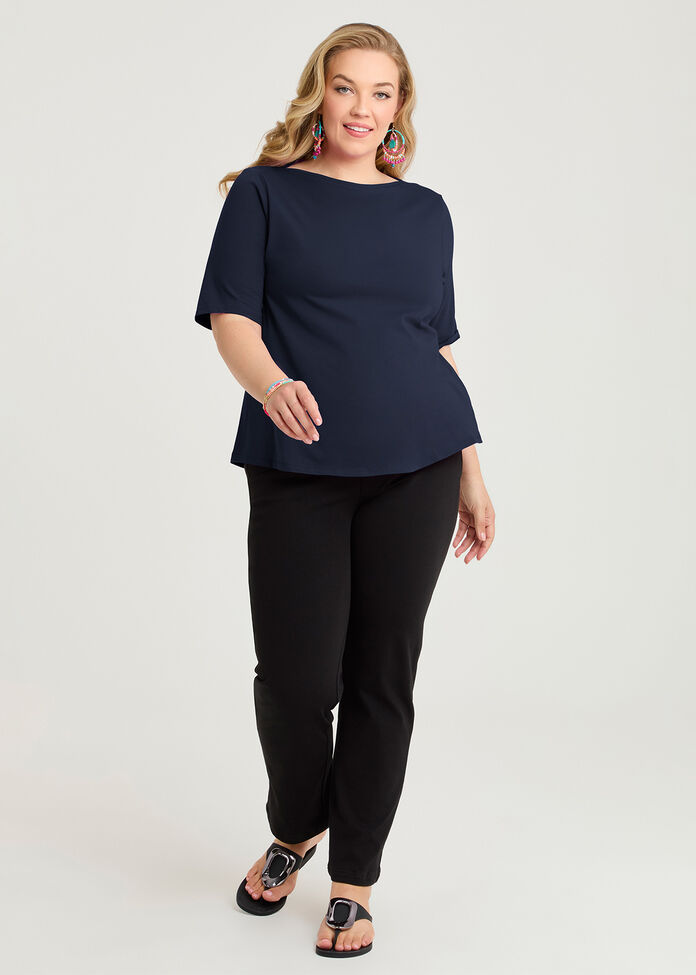 Organic Cotton Boat Neck Top, , hi-res