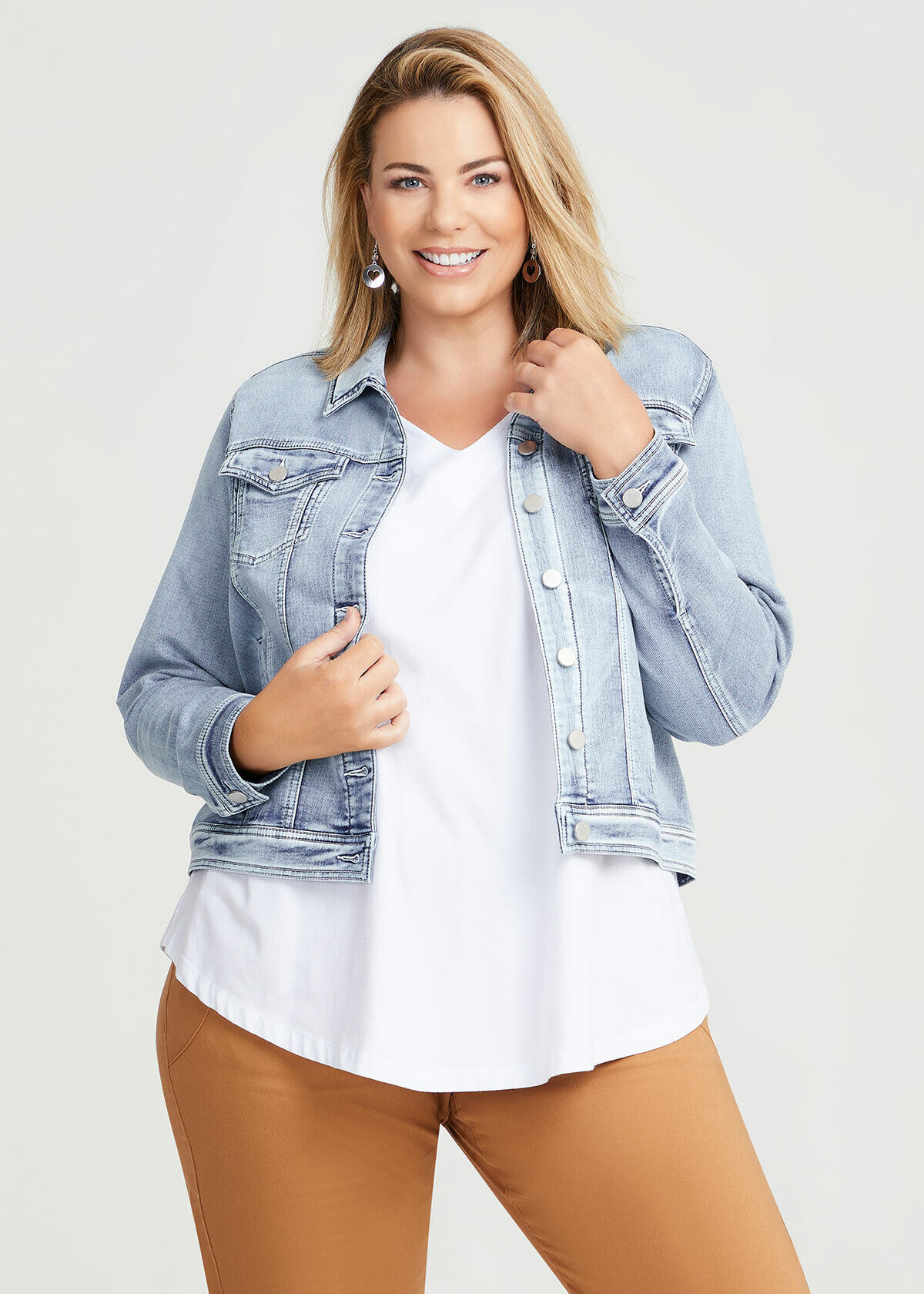 Womens plus size white jean jacket online