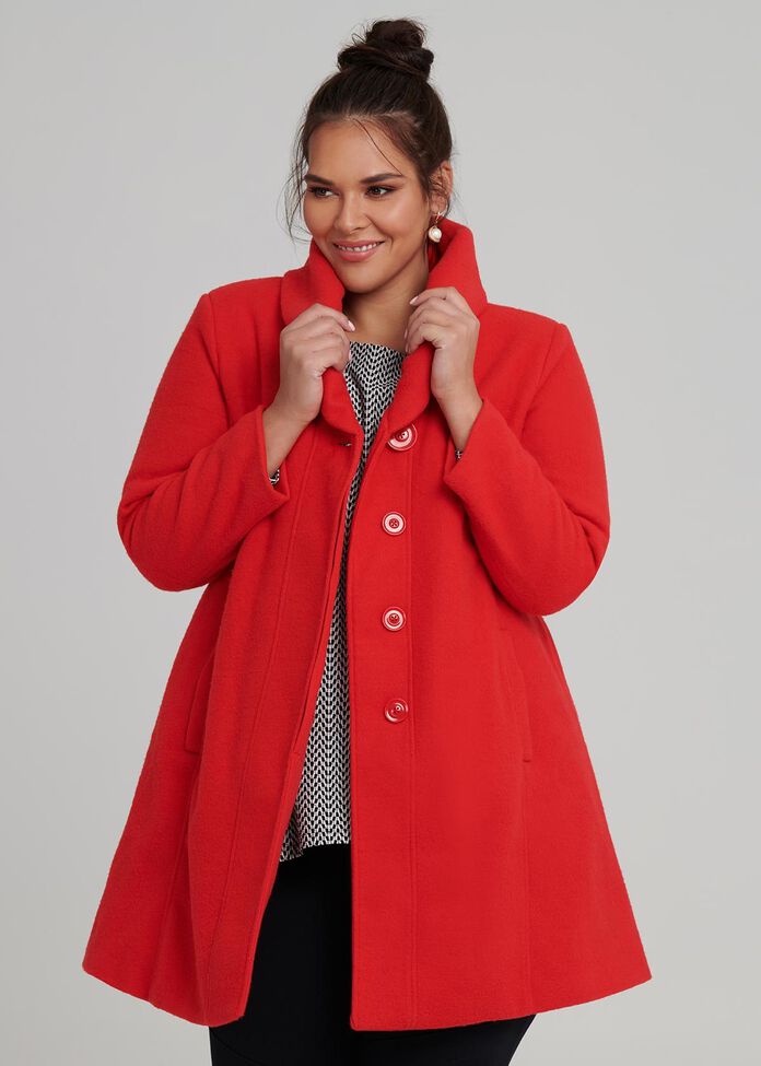 Shop Plus Size Cocoon Collar Coat in Red | Taking Shape AU