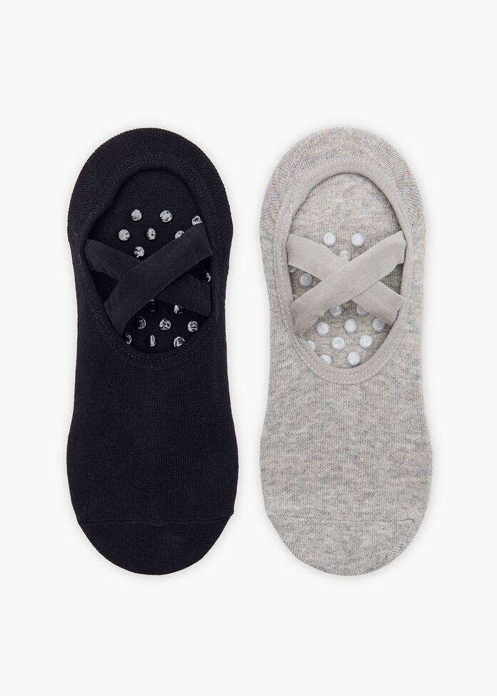 2 Pack Non Slip Grip Cotton Socks, , hi-res