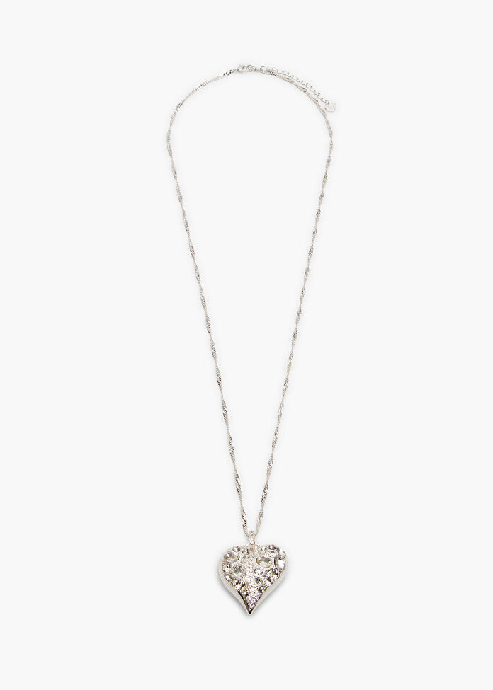 Pave Diamante Heart Necklace, , hi-res