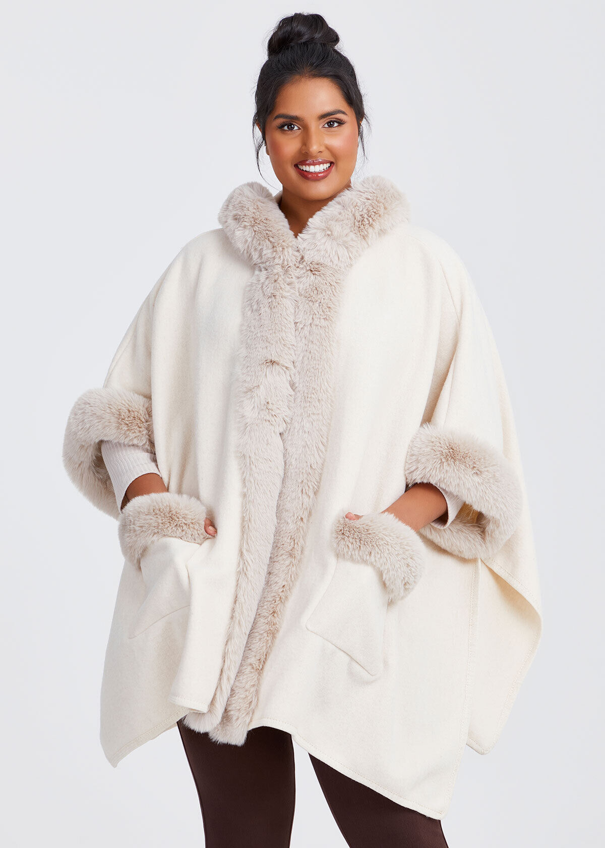Shop Hooded Fur Cape in Black | Accessories | Taking Shape AU