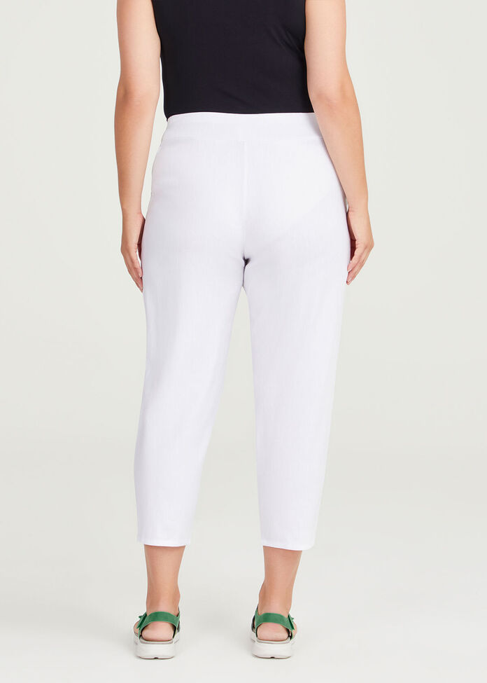 Shop Plus Size Stretch Linen Lounge Crop Pant in White | Taking Shape AU