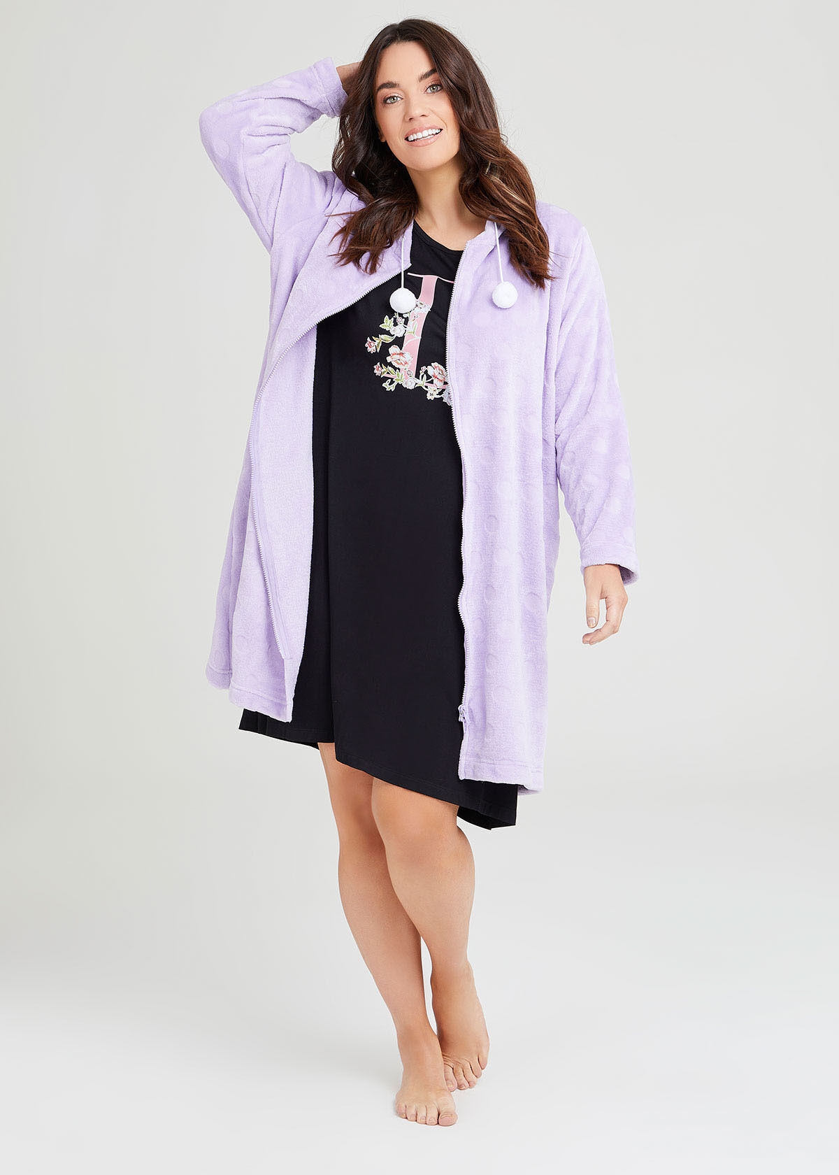 Plus size zip dressing gown sale