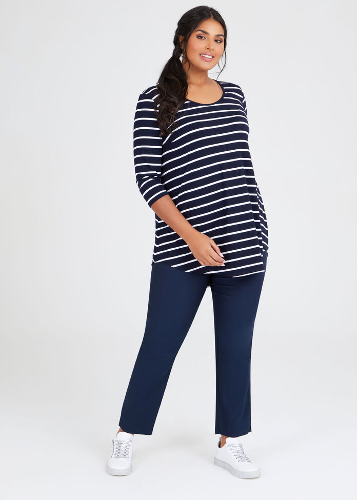 Bamboo Stripe 3/4 Slv Top, , hi-res