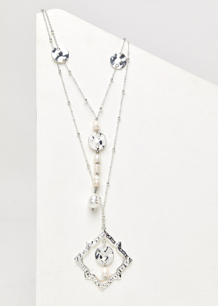 Layered Pearl Drop Necklace, , hi-res