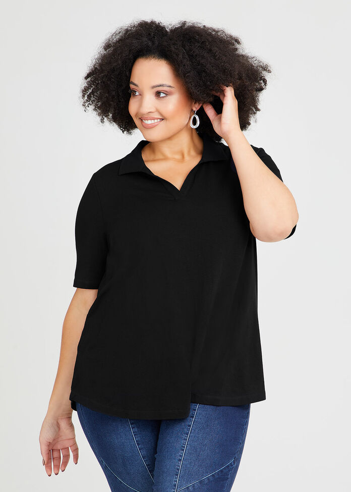 Organic Polo Neck Top, , hi-res