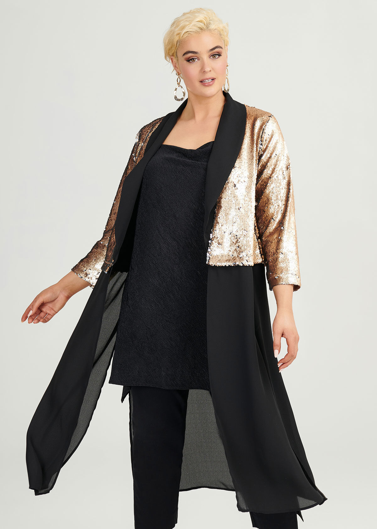 Shop Plus Size Sequins Glitter Jacket in Multi Taking Shape AU