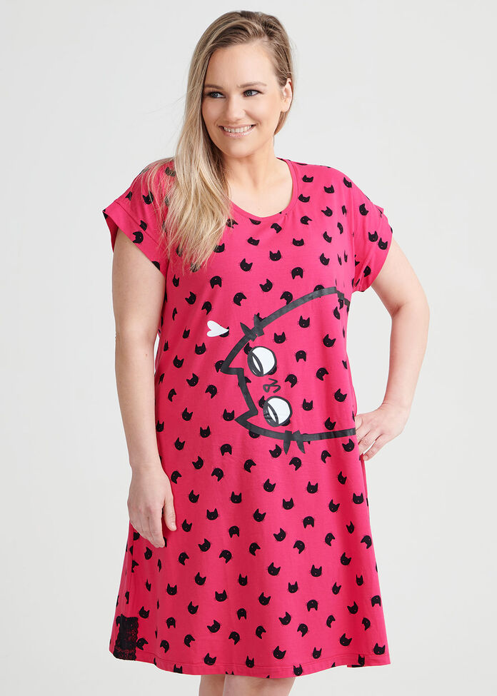 Cotton Love Cats Nightie, , hi-res