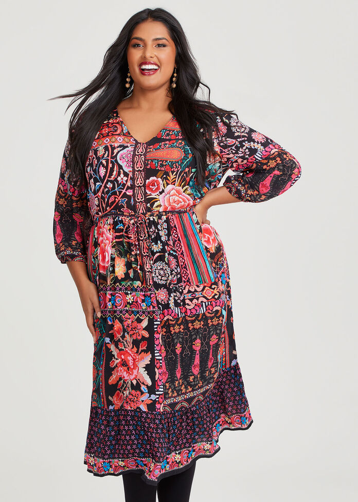 Shop Plus Size Natural Luisa Tier Dress in Multi | Taking Shape AU