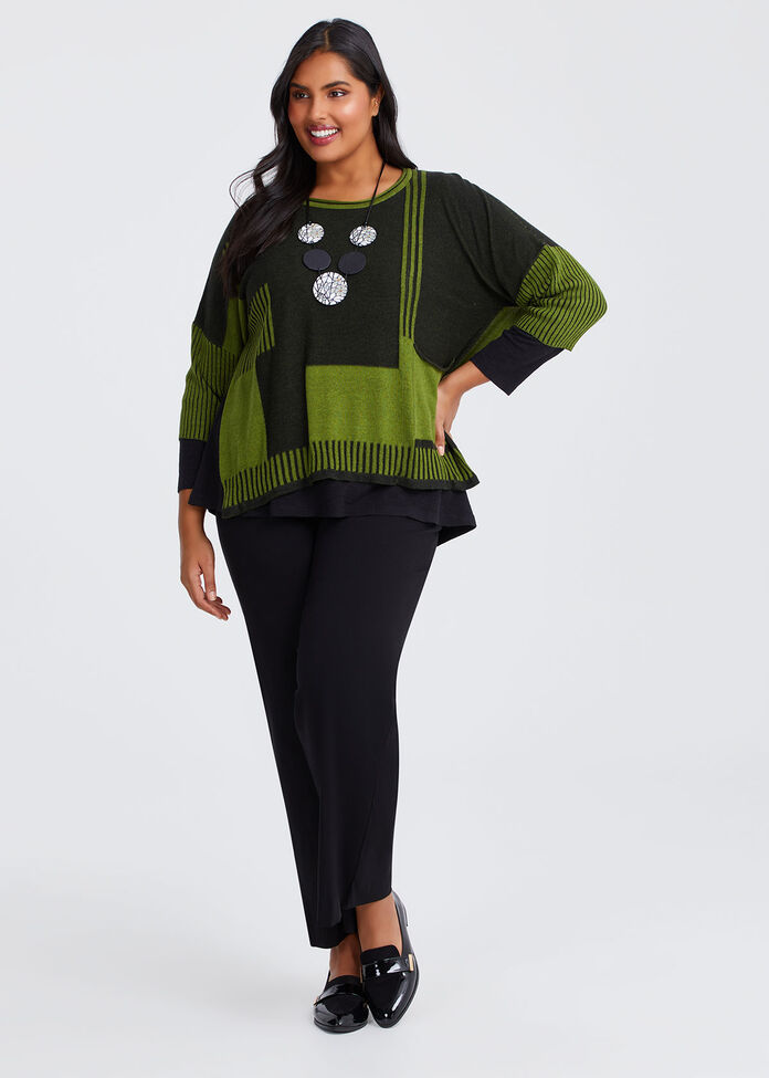 Spliced Stripe Cotton Knit Jumper, , hi-res