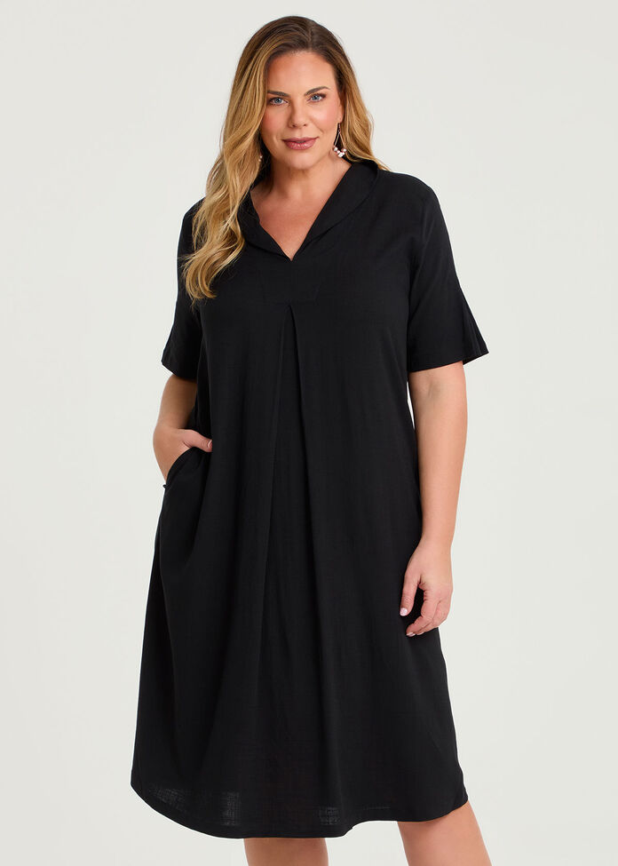 Natural Midi Collar Dress, , hi-res